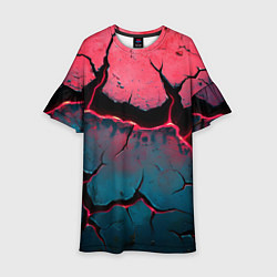 Платье клеш для девочки Объемные разломы текстура, цвет: 3D-принт