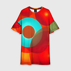 Платье клеш для девочки Оптическая абстракция с кругами, цвет: 3D-принт