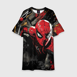 Платье клеш для девочки Человек-паук и красная краска, цвет: 3D-принт