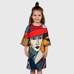 Платье клеш для девочки Дама с веером, цвет: 3D-принт — фото 2