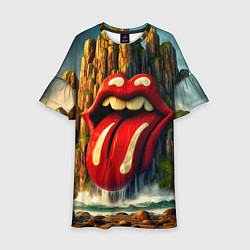 Платье клеш для девочки Rolling Stones - sea rocks, цвет: 3D-принт