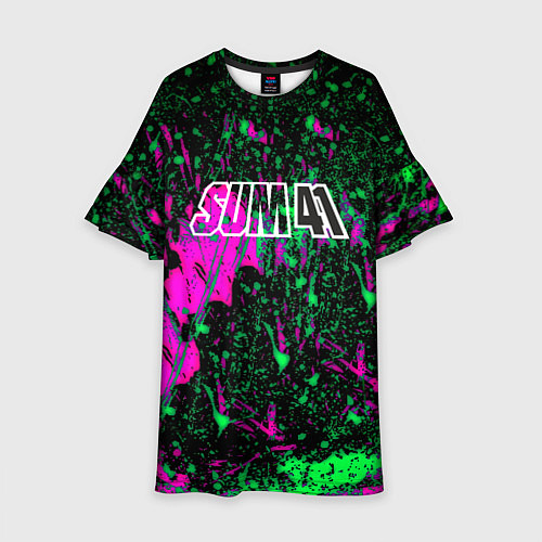 Детское платье Sum 41 неоновые краски / 3D-принт – фото 1