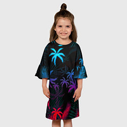 Платье клеш для девочки Тропики градиент, цвет: 3D-принт — фото 2