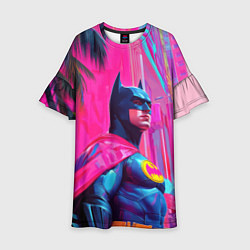 Платье клеш для девочки Бэтмен в розовом стиле, цвет: 3D-принт
