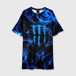 Платье клеш для девочки Monster energy искры дымы, цвет: 3D-принт