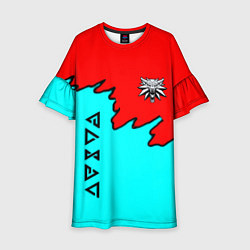 Платье клеш для девочки Ведьмак краски логотип, цвет: 3D-принт