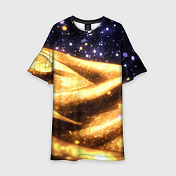 Платье клеш для девочки Золотая текстура и синее небо, цвет: 3D-принт