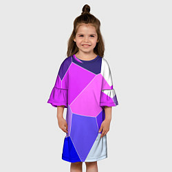 Платье клеш для девочки Сине-розовый крупные фрагменты, цвет: 3D-принт — фото 2