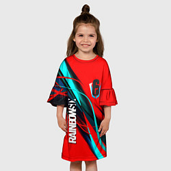 Платье клеш для девочки Rainbow six геометрия полосы, цвет: 3D-принт — фото 2