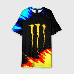 Платье клеш для девочки Monster energy огненные краски, цвет: 3D-принт