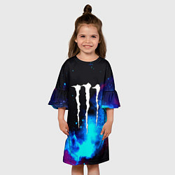 Платье клеш для девочки Monster energy космос, цвет: 3D-принт — фото 2