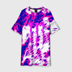 Платье клеш для девочки Monster energy краски гранж, цвет: 3D-принт