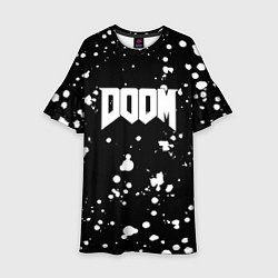 Платье клеш для девочки Doom белые краски всплеск, цвет: 3D-принт