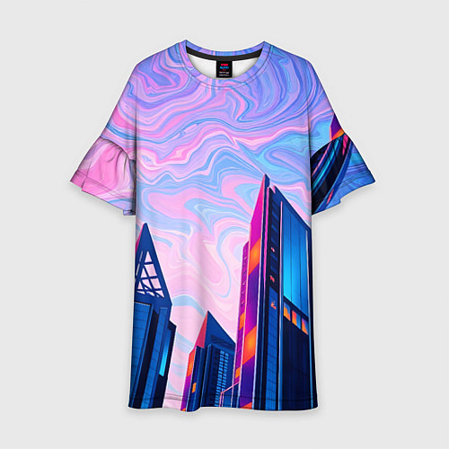 Детское платье Абстракция с небоскребами / 3D-принт – фото 1