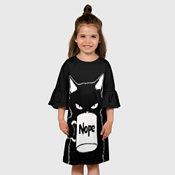 Платье клеш для девочки Angry black cat nope, цвет: 3D-принт — фото 2