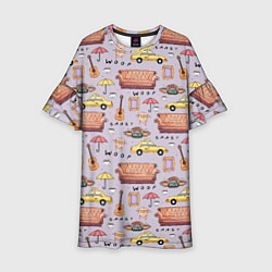 Платье клеш для девочки Друзья - паттерн, цвет: 3D-принт