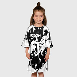 Платье клеш для девочки Doom символы краски, цвет: 3D-принт — фото 2