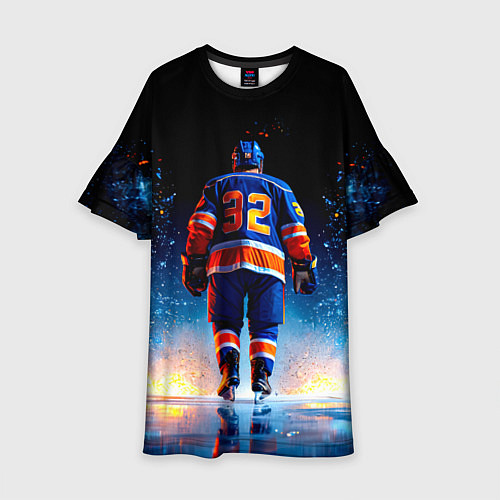 Детское платье Хоккеист в синем пламени / 3D-принт – фото 1