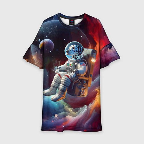 Детское платье Космонавт далматинец в неоновой галактике / 3D-принт – фото 1