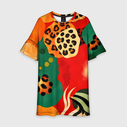 Платье клеш для девочки Анималистичный африканский паттерн, цвет: 3D-принт