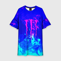 Платье клеш для девочки Monster energy дым неоновый, цвет: 3D-принт