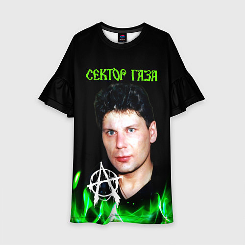 Детское платье Сектор газа зеленый огонь / 3D-принт – фото 1