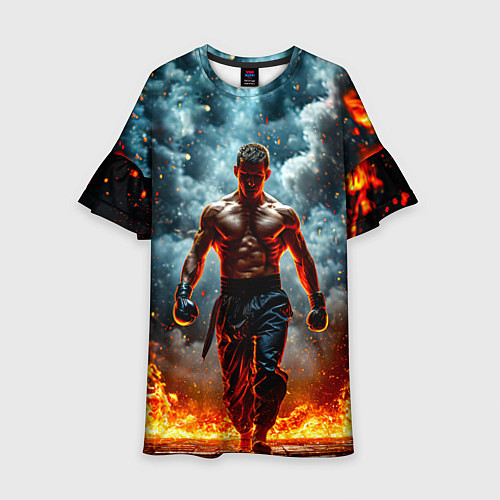 Детское платье Крав-мага боец в огне / 3D-принт – фото 1