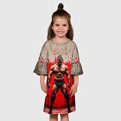 Платье клеш для девочки Реслер на красном, цвет: 3D-принт — фото 2