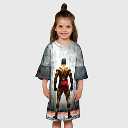 Платье клеш для девочки Рестлер на синем, цвет: 3D-принт — фото 2