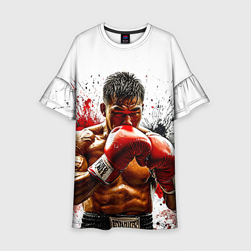 Детское платье Тайский боксер на белом / 3D-принт – фото 1