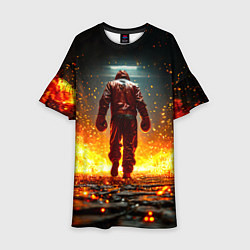 Платье клеш для девочки Боксер в огне, цвет: 3D-принт