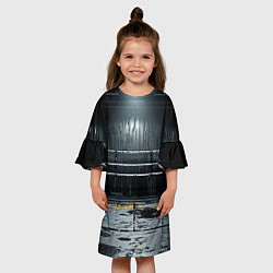 Платье клеш для девочки Черный ринг, цвет: 3D-принт — фото 2