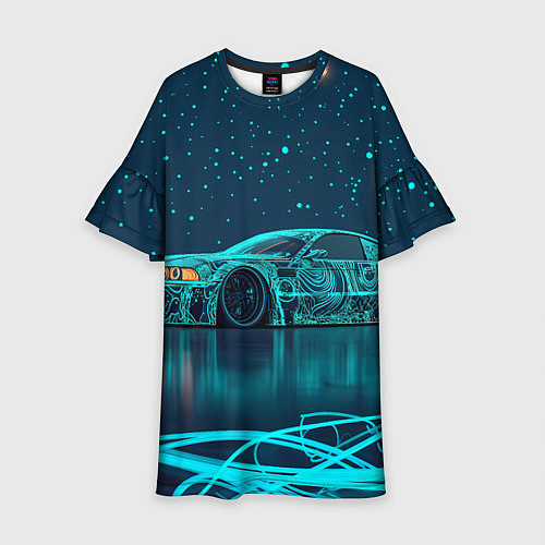 Детское платье BMW неоновый фон / 3D-принт – фото 1
