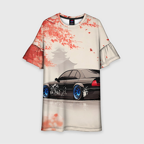 Детское платье Черная БМВ и сакура / 3D-принт – фото 1