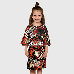 Платье клеш для девочки Кукрыниксы на фоне электрогитар, цвет: 3D-принт — фото 2