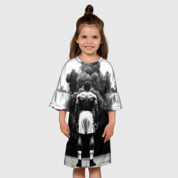 Платье клеш для девочки Мухаммед Али в черном дыму, цвет: 3D-принт — фото 2