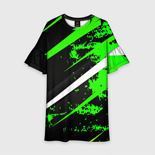 Детское платье Color black and green / 3D-принт – фото 1