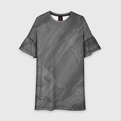 Платье клеш для девочки Серая текстура каменная мрамор, цвет: 3D-принт