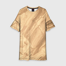 Платье клеш для девочки Бежевая текстура каменная мрамор, цвет: 3D-принт