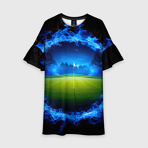 Детское платье Поле для гольфа в огне / 3D-принт – фото 1