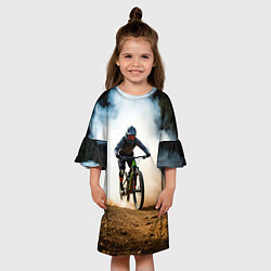 Платье клеш для девочки Горный велосипед белый дым, цвет: 3D-принт — фото 2