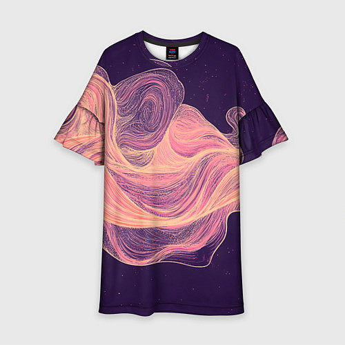 Детское платье Бежевые волны текстура / 3D-принт – фото 1