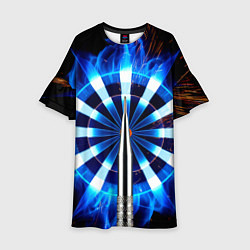 Платье клеш для девочки Дартс - мишень синее пламя, цвет: 3D-принт