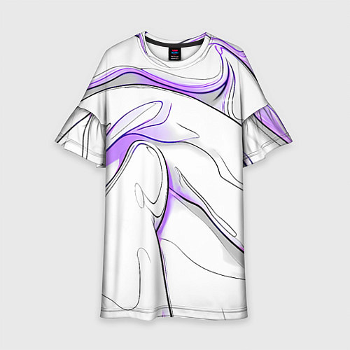 Детское платье Черные и фиолетовые линии на белом / 3D-принт – фото 1