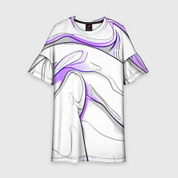 Платье клеш для девочки Черные и фиолетовые линии на белом, цвет: 3D-принт