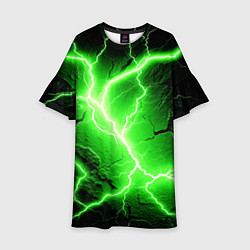 Платье клеш для девочки Color green black, цвет: 3D-принт