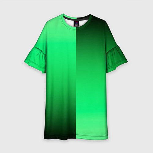 Детское платье Чёрно-зелёный градиент пополам / 3D-принт – фото 1