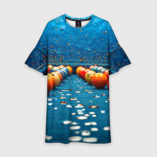 Детское платье Бильярдные шары на синем / 3D-принт – фото 1
