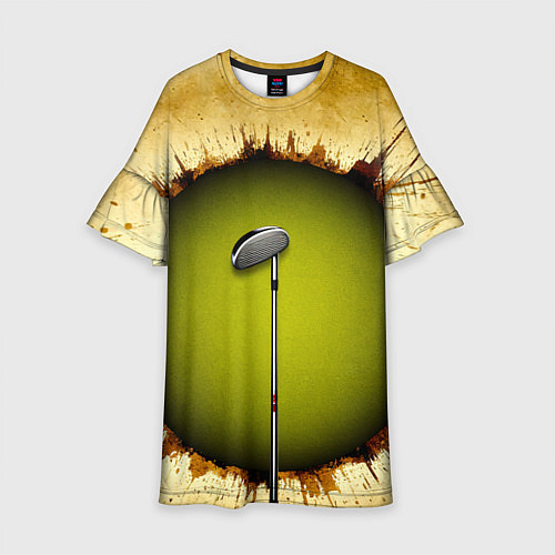 Детское платье Клюшка для гольфа на бежевом / 3D-принт – фото 1