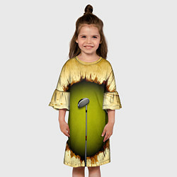 Платье клеш для девочки Клюшка для гольфа на бежевом, цвет: 3D-принт — фото 2